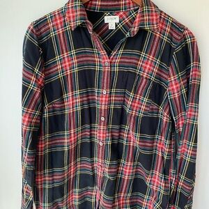 J. Crew Women’s Tartan Plaid Holiday Button-Down Flannel Shirt S